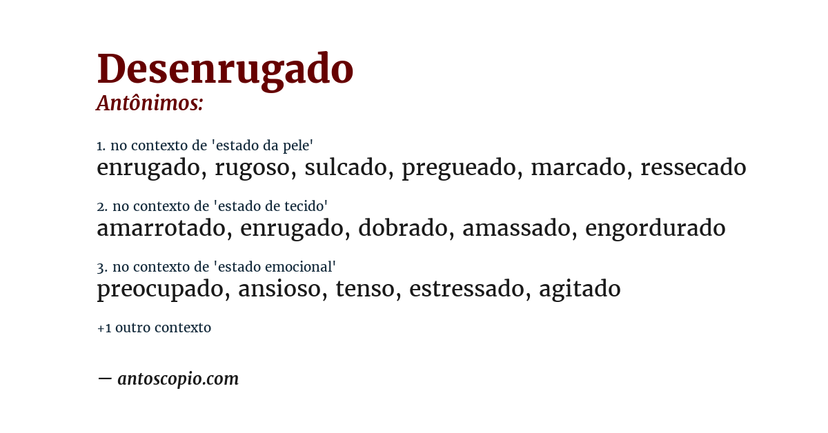 Antônimo de desenrugado