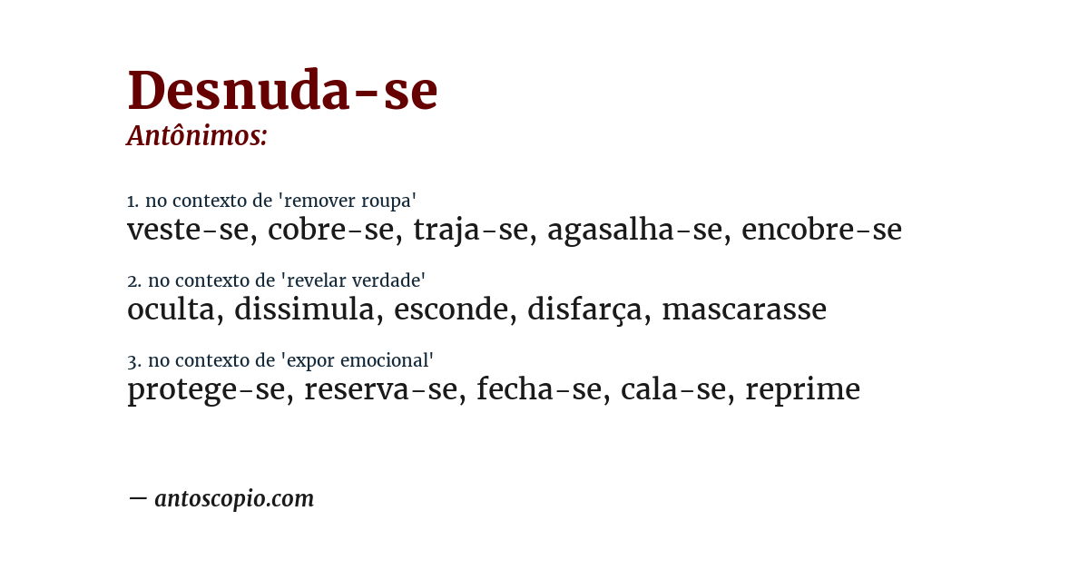 Antônimo de desnuda-se