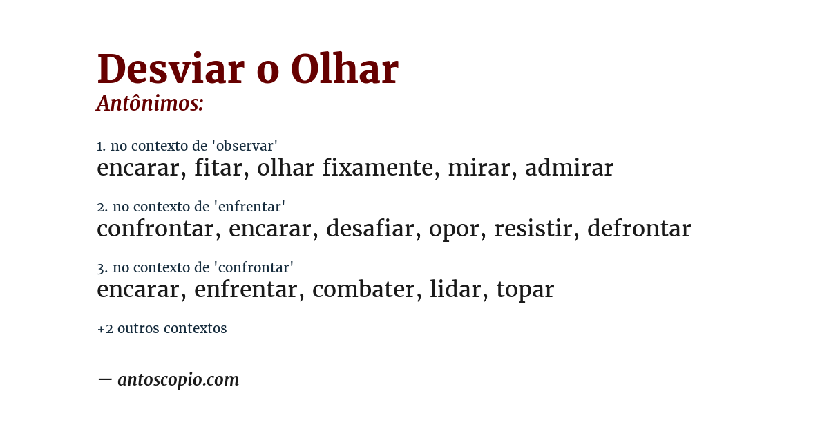 Antônimo de desviar o olhar