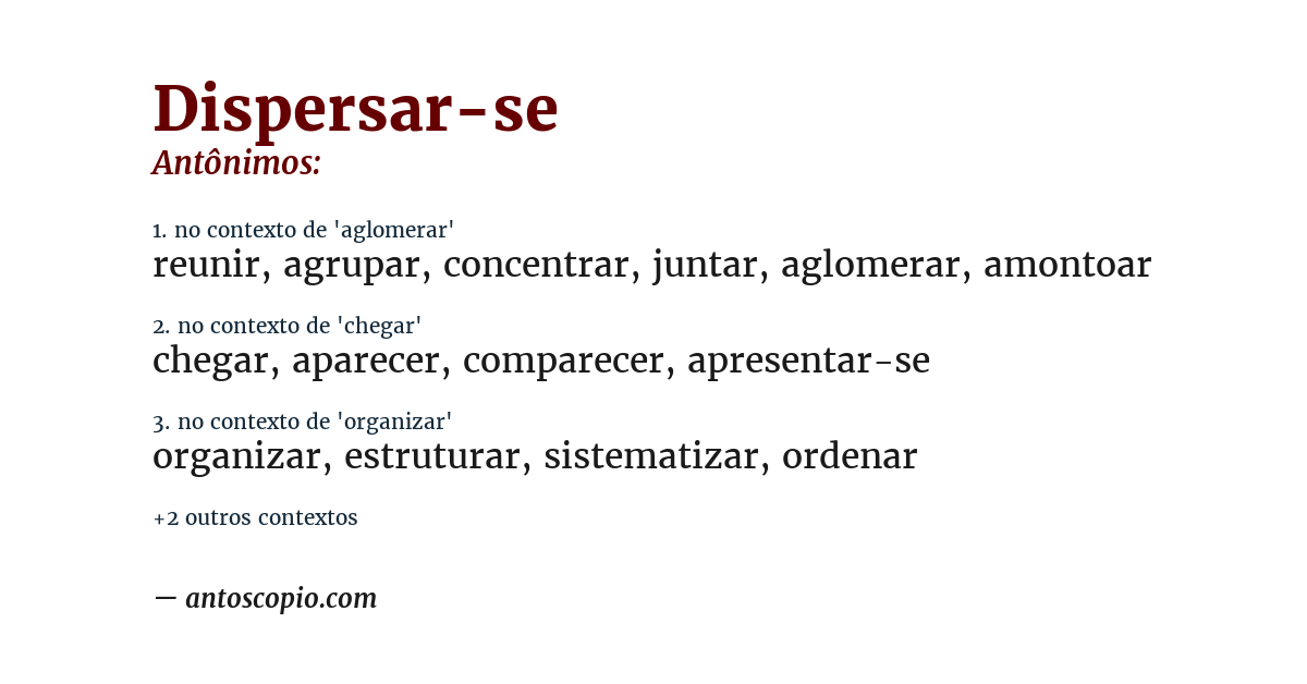 Antônimo de dispersar-se