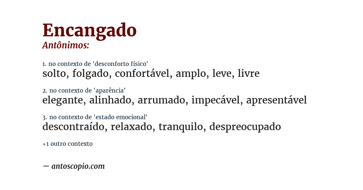 Antônimo de encangado