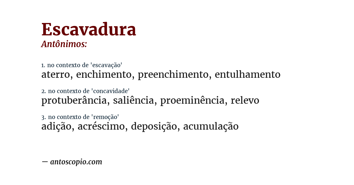 Antônimo de escavadura