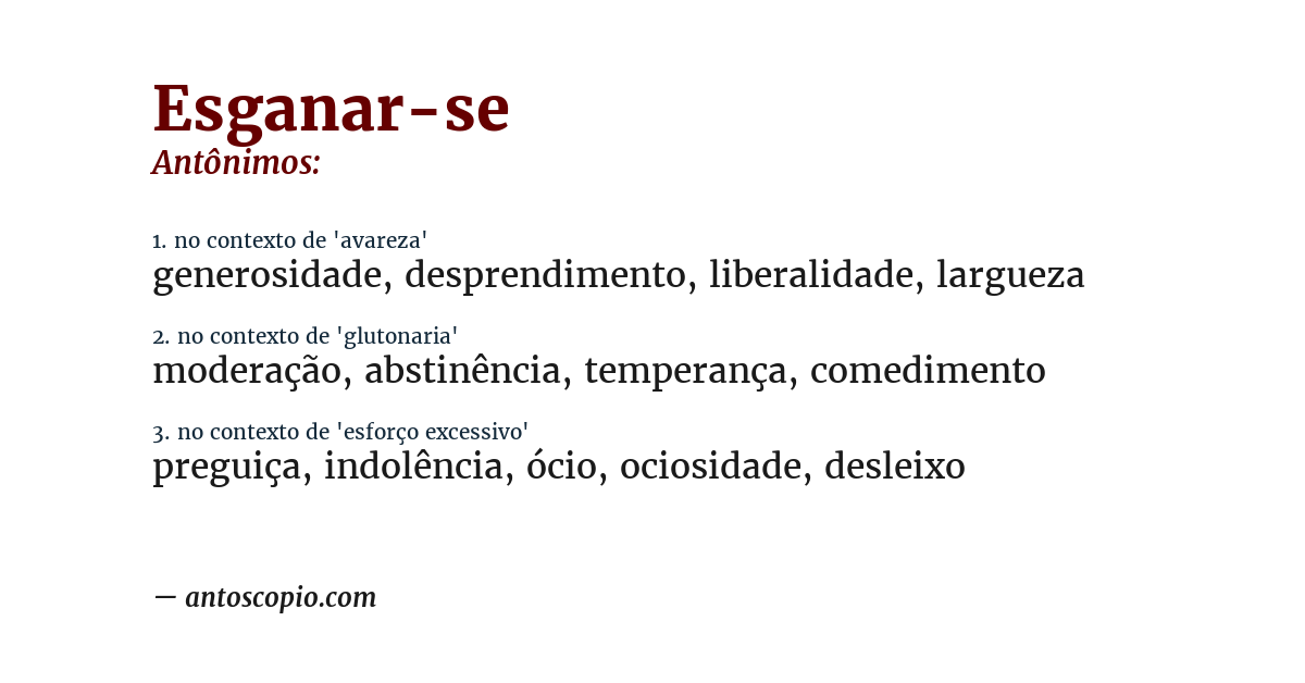 Antônimo de esganar-se