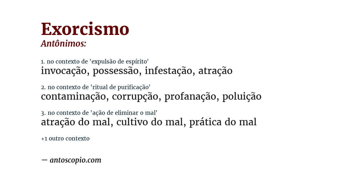 Antônimo de exorcismo