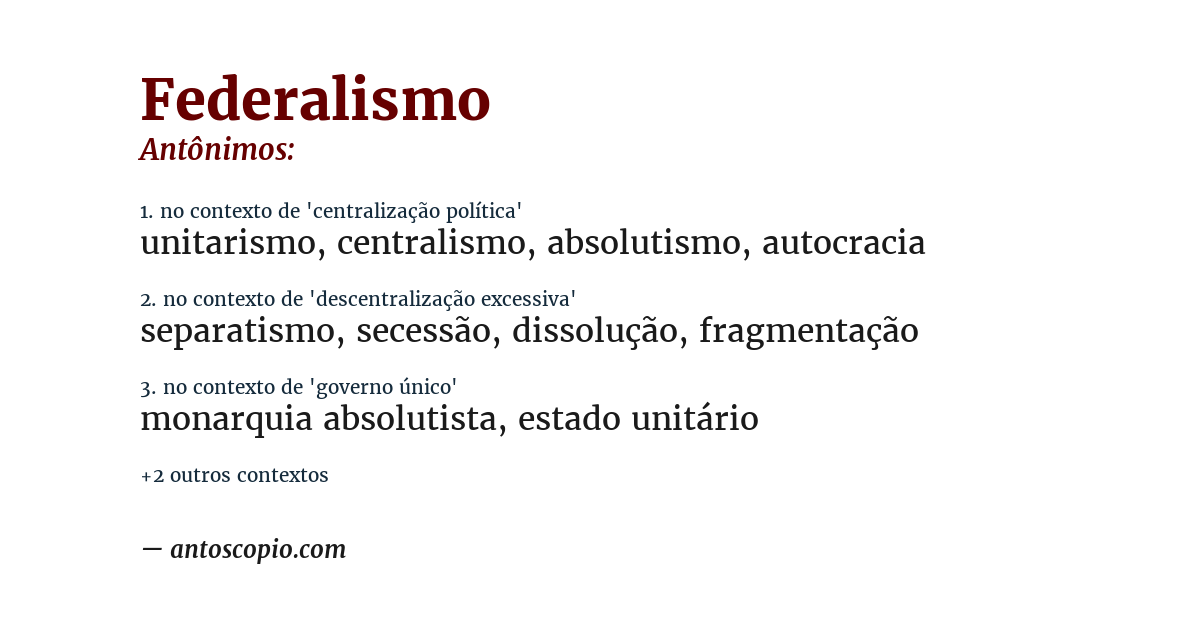 Antônimo de federalismo