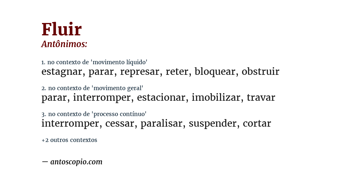 Antônimo de fluir