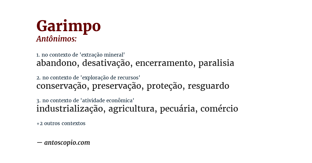 Antônimo de garimpo