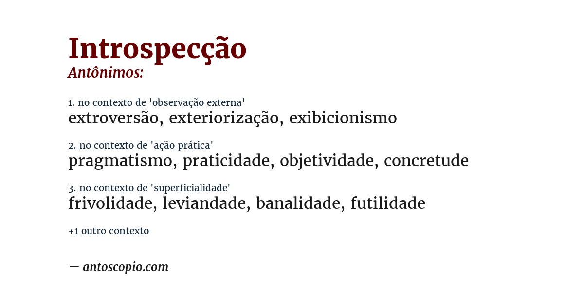 Antônimo de introspecção