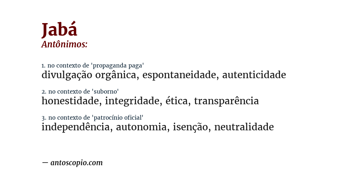 Antônimo de jabá