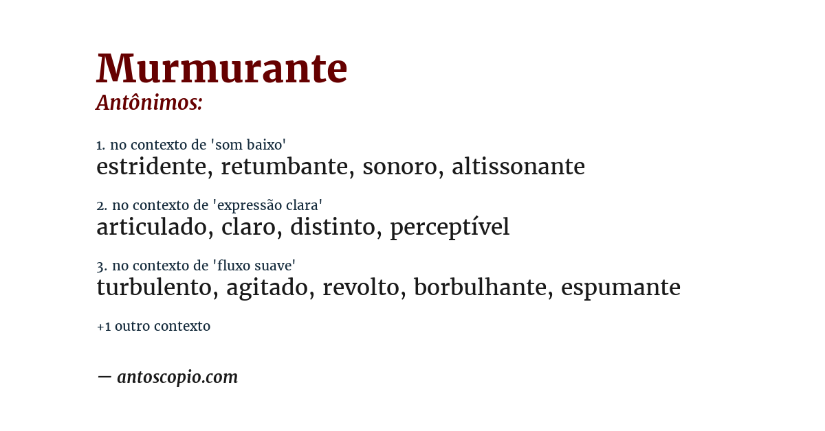 Antônimo de murmurante