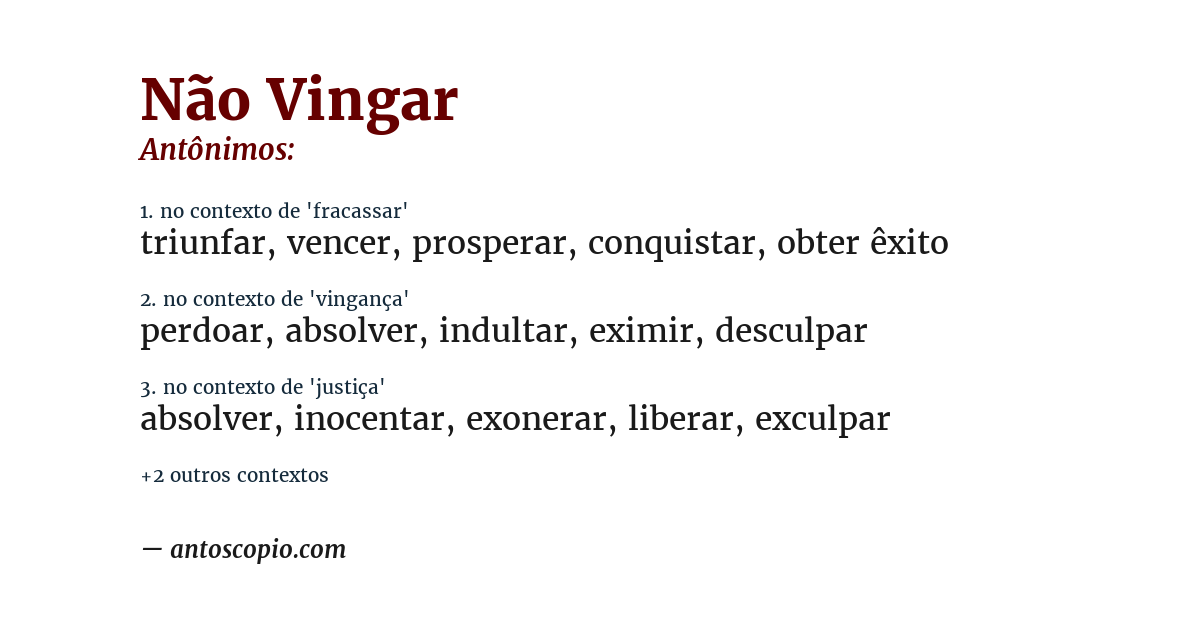 Antônimo de não vingar