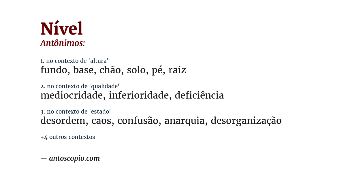 Antônimo de nível
