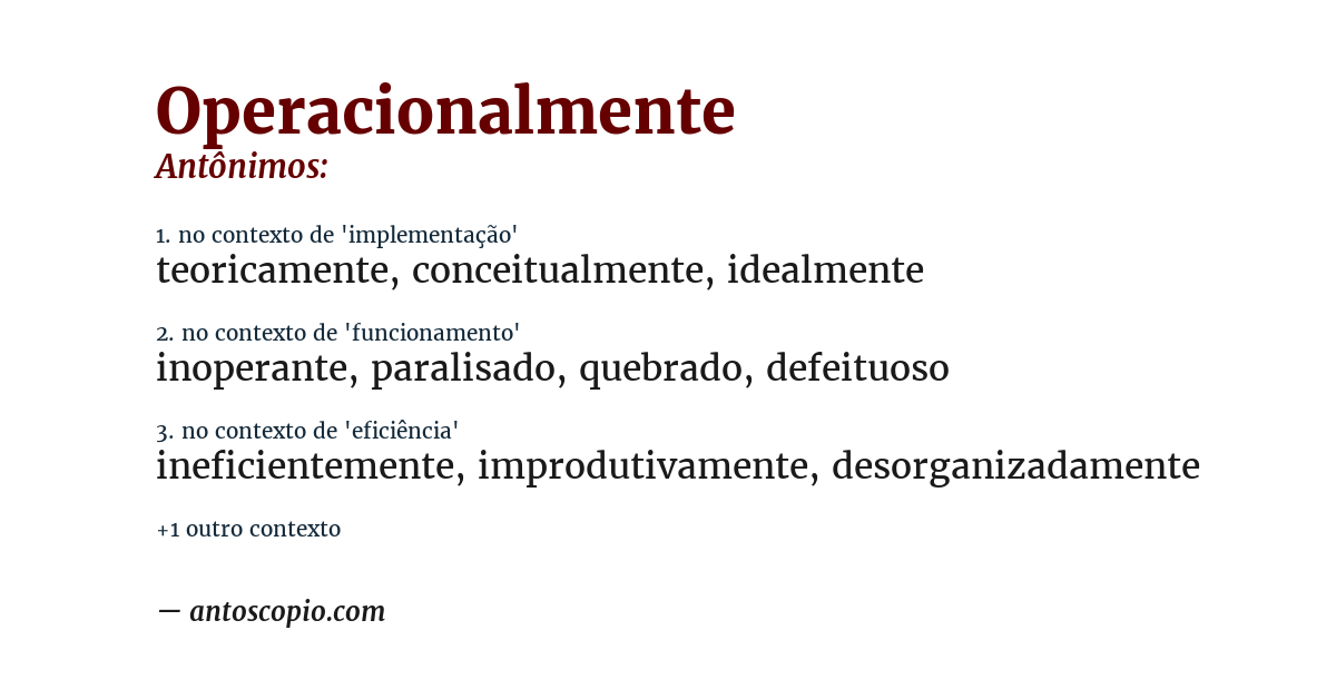 Antônimo de operacionalmente