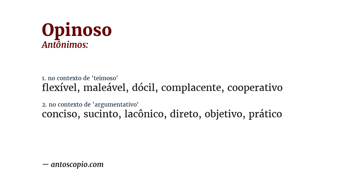 Antônimo de opinoso