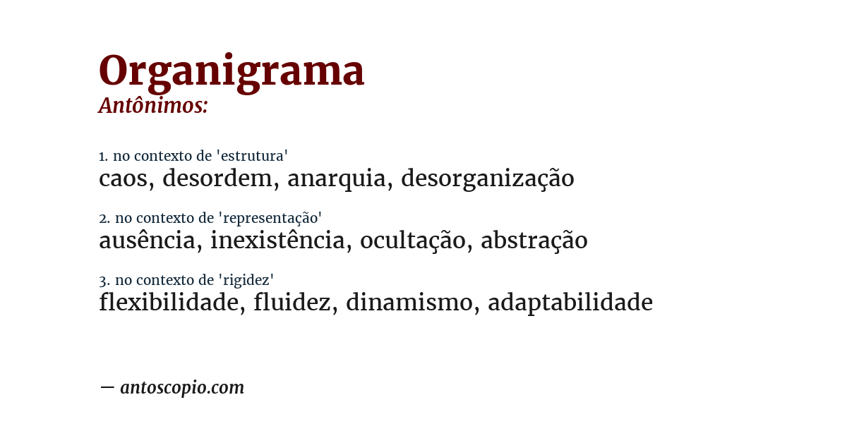 Antônimo de organigrama