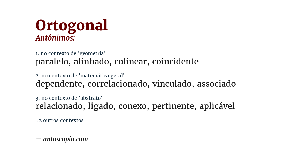 Antônimo de ortogonal