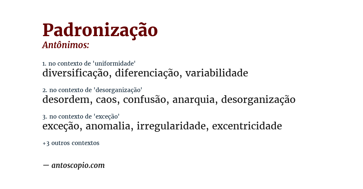 Antônimo de padronização