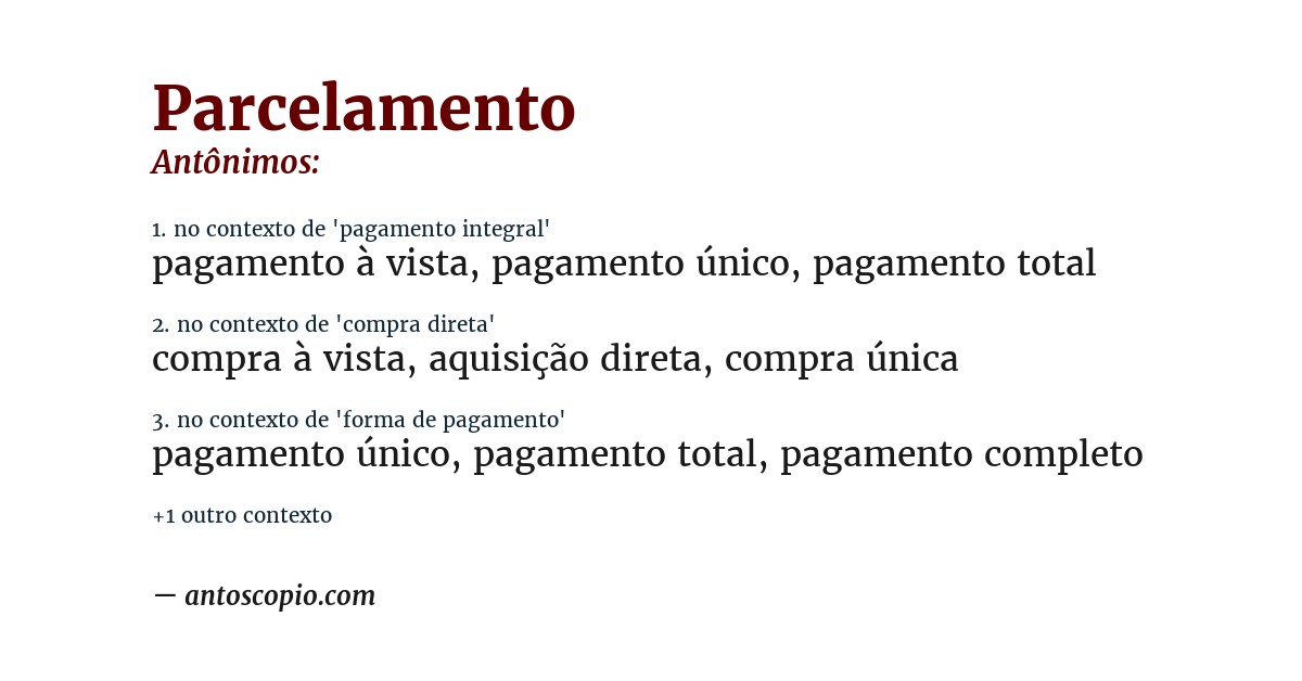 Antônimo de parcelamento