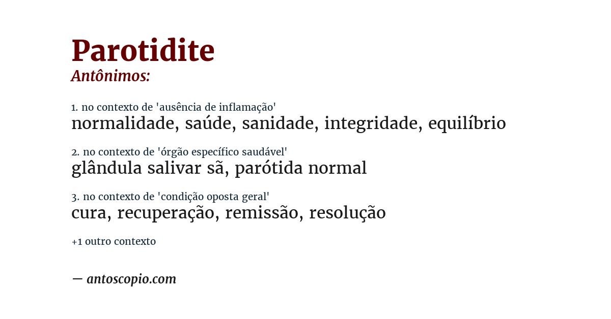 Antônimo de parotidite