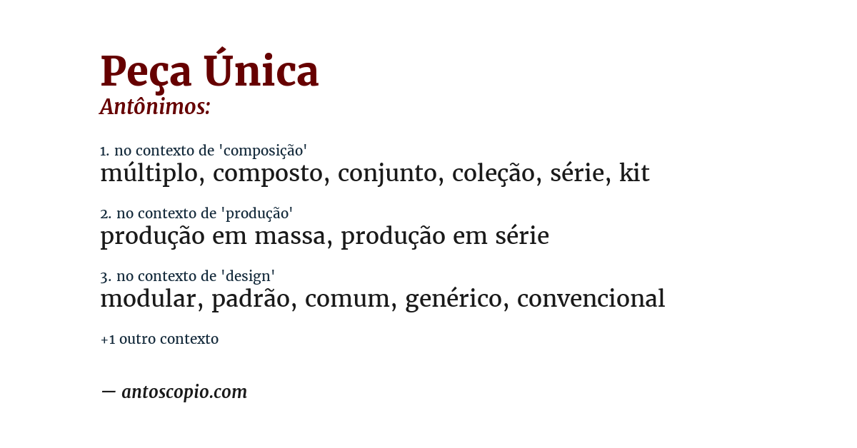 Antônimo de peça única