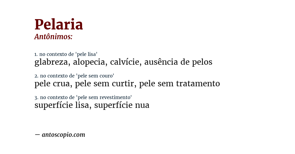 Antônimo de pelaria