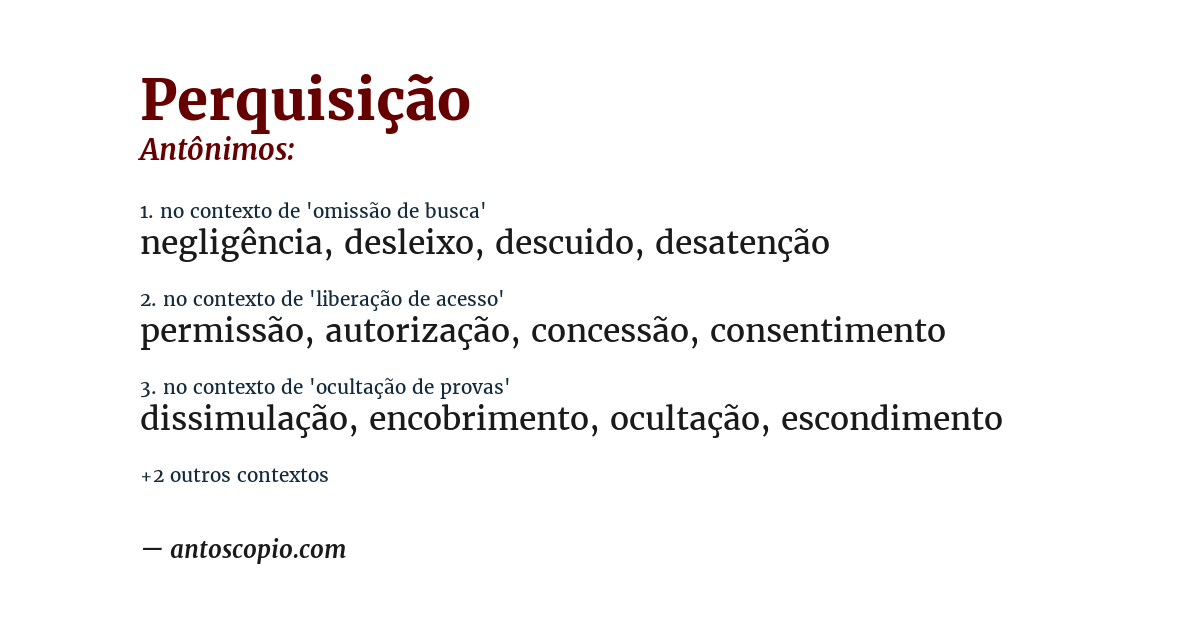 Antônimo de perquisição