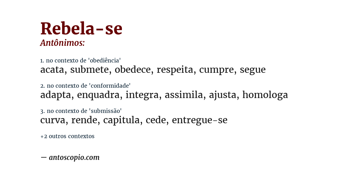 Antônimo de rebela-se