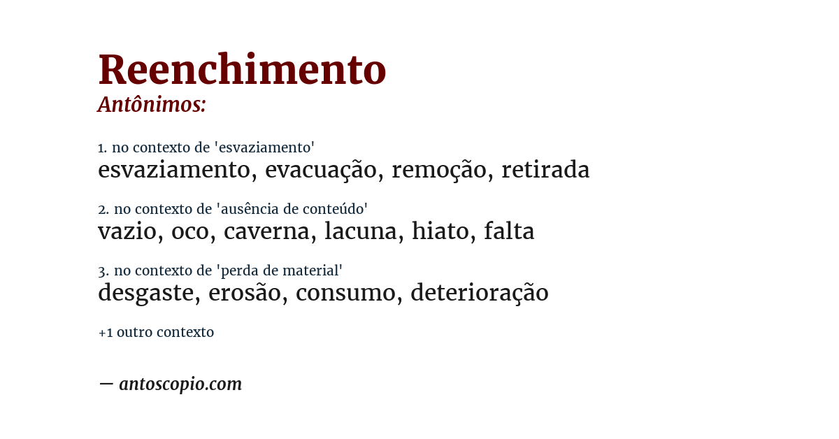 Antônimo de reenchimento