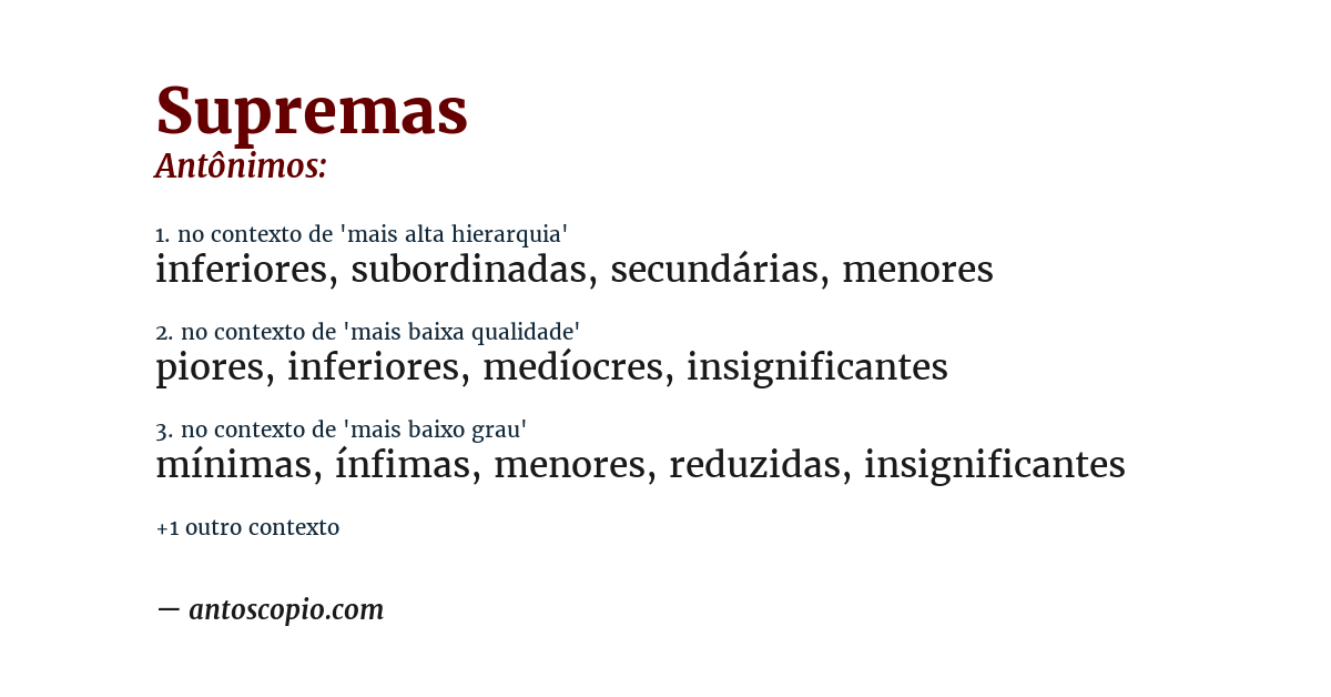 Antônimo de supremas