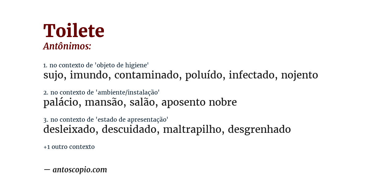 Antônimo de toilete