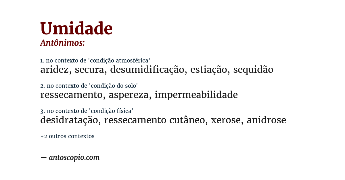 Antônimo de umidade