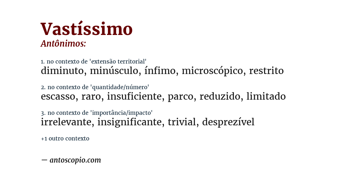 Antônimo de vastíssimo