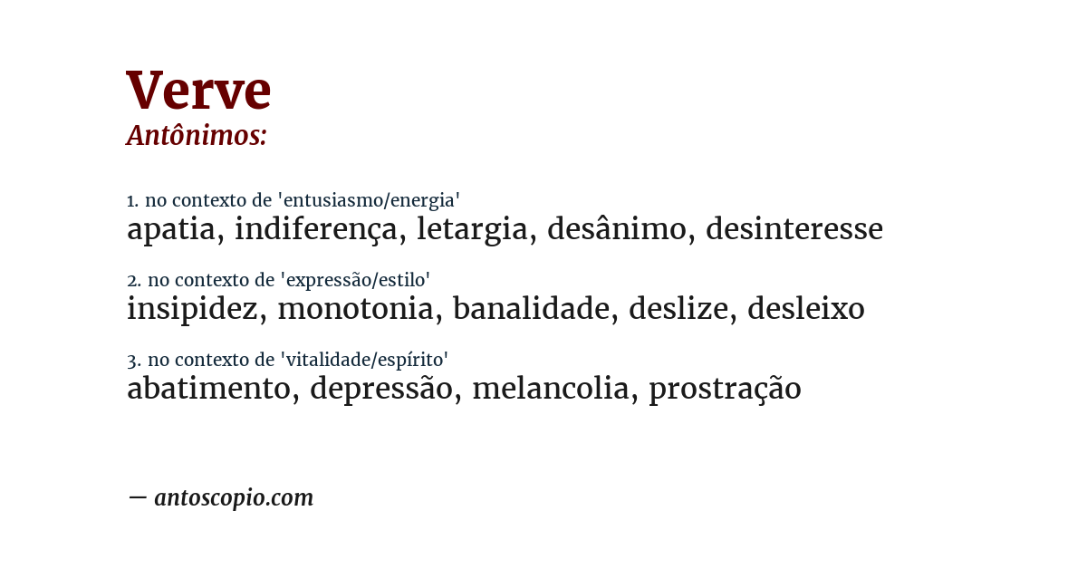 Antônimo de verve