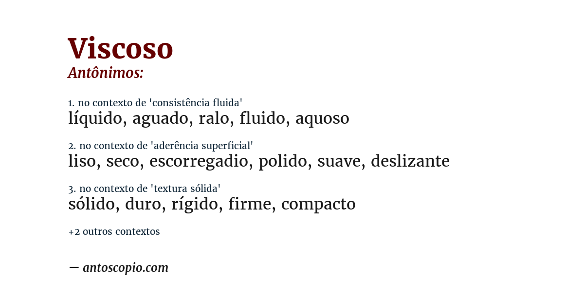 Antônimo de viscoso