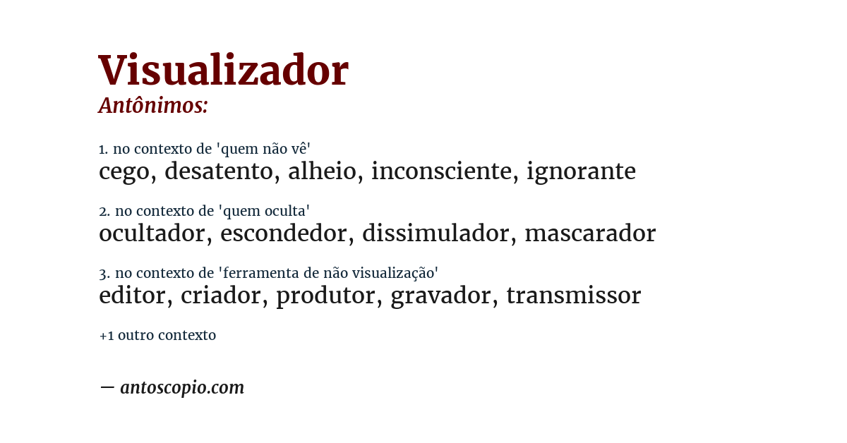 Antônimo de visualizador