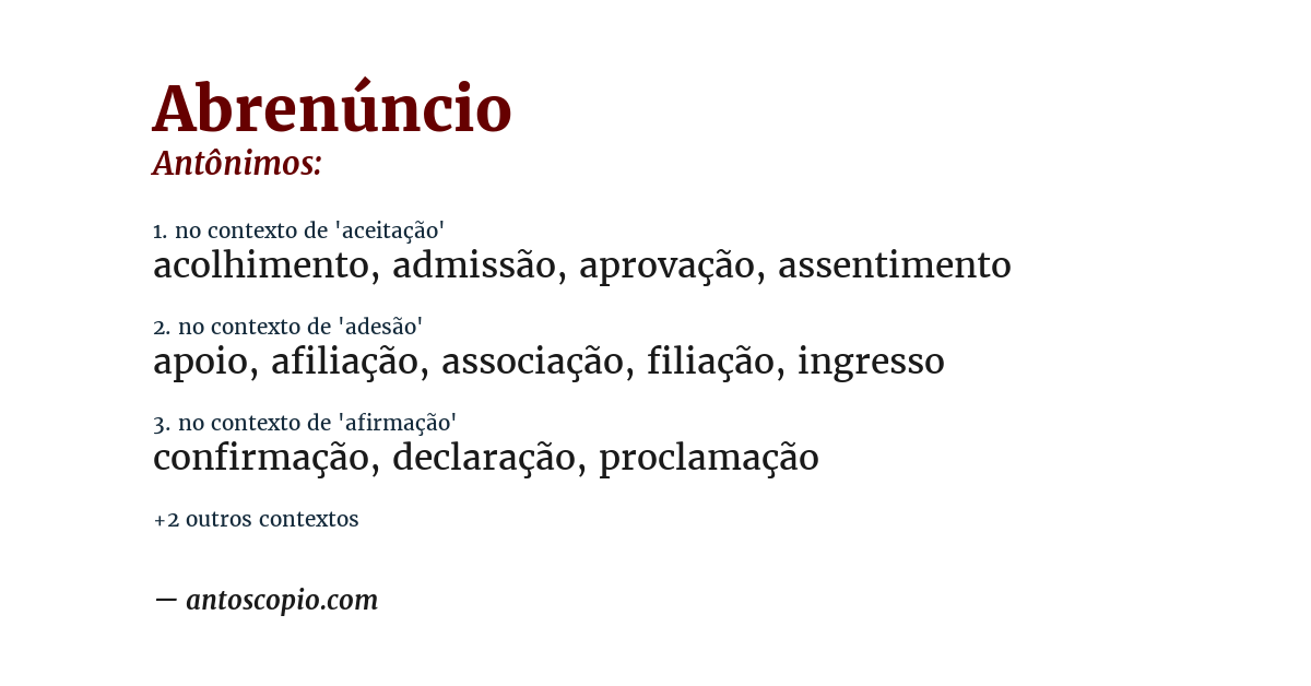 Antônimo de abrenúncio