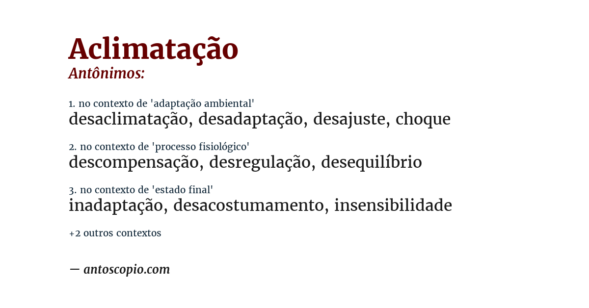 Antônimo de aclimatação