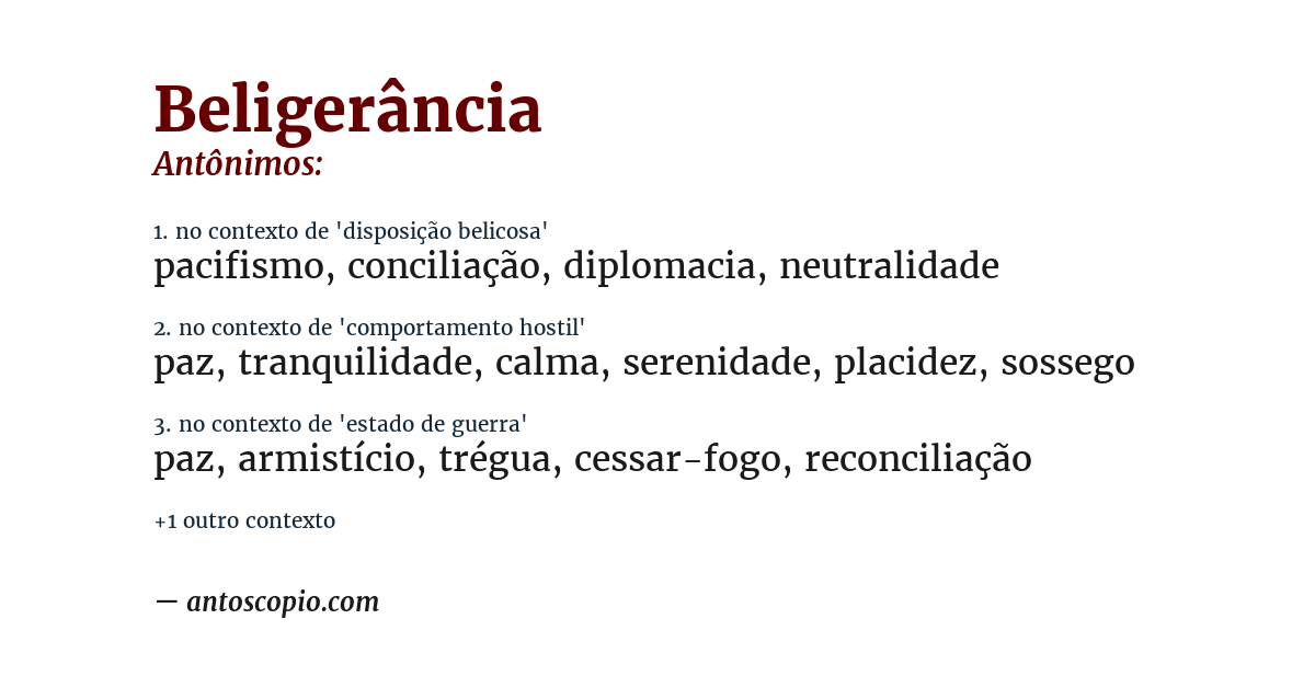 Antônimo de beligerância