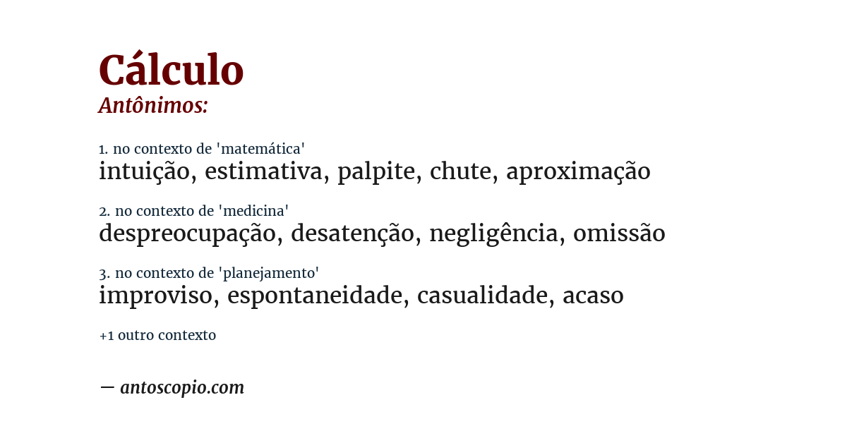 Antônimo de cálculo