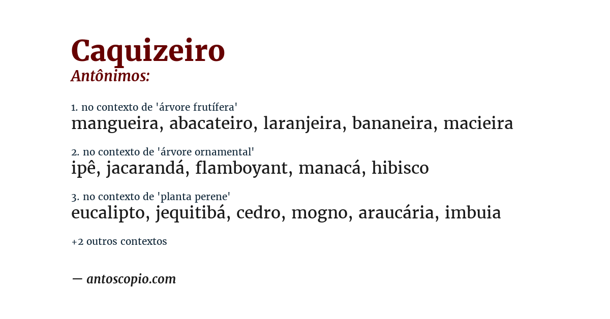 Antônimo de caquizeiro