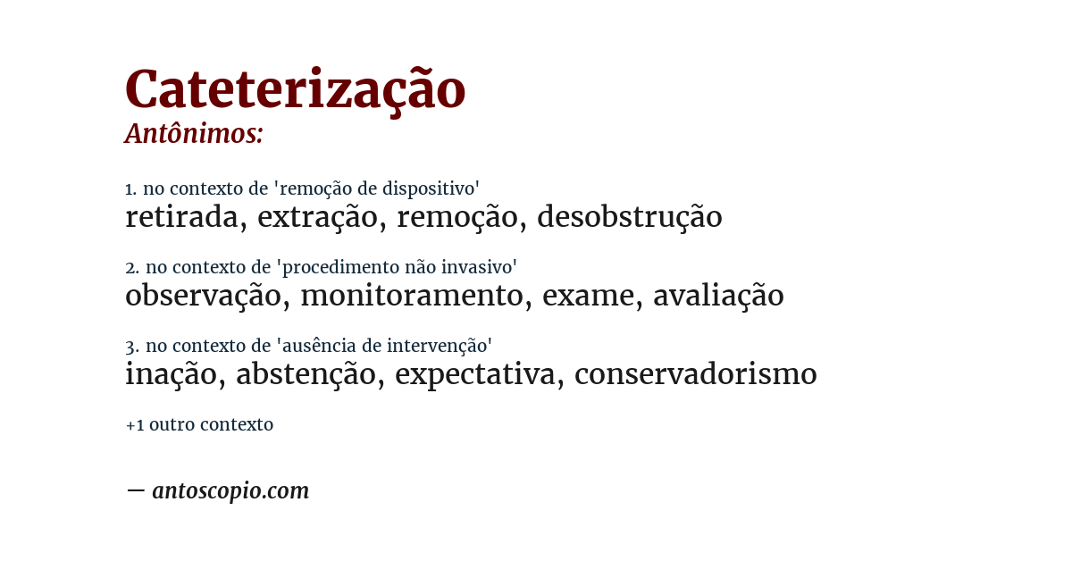 Antônimo de cateterização