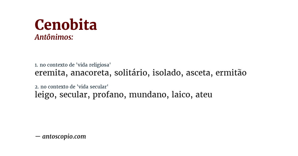 Antônimo de cenobita
