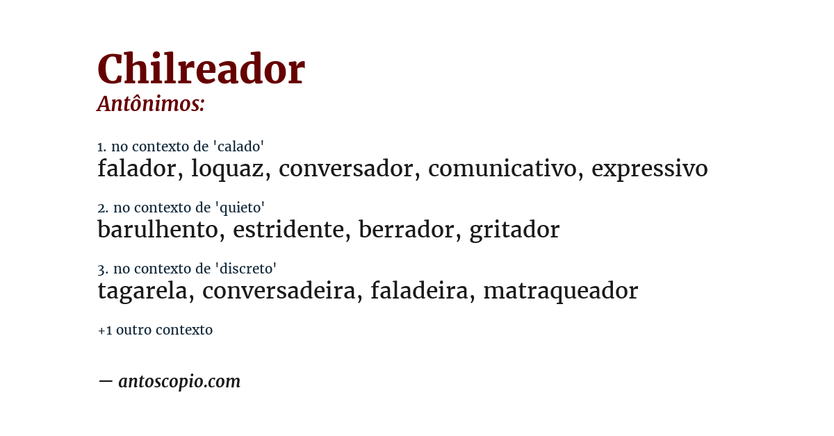 Antônimo de chilreador