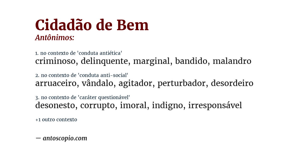 Antônimo de cidadão de bem