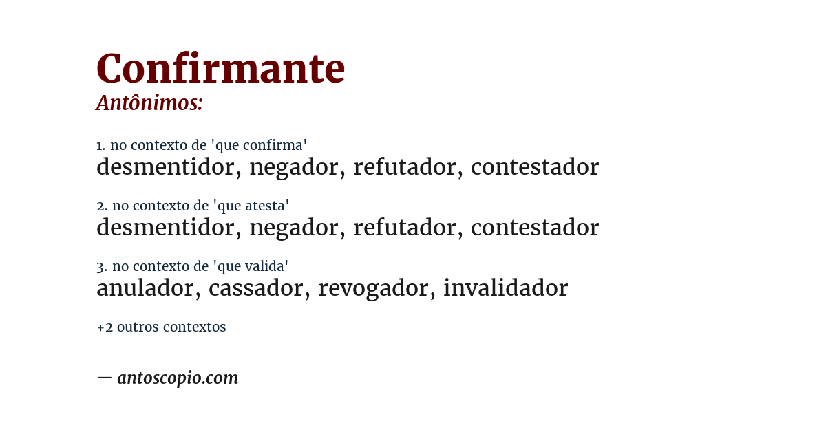 Antônimo de confirmante