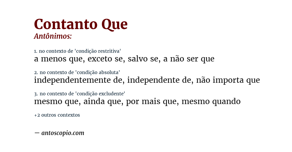 Antônimo de contanto que