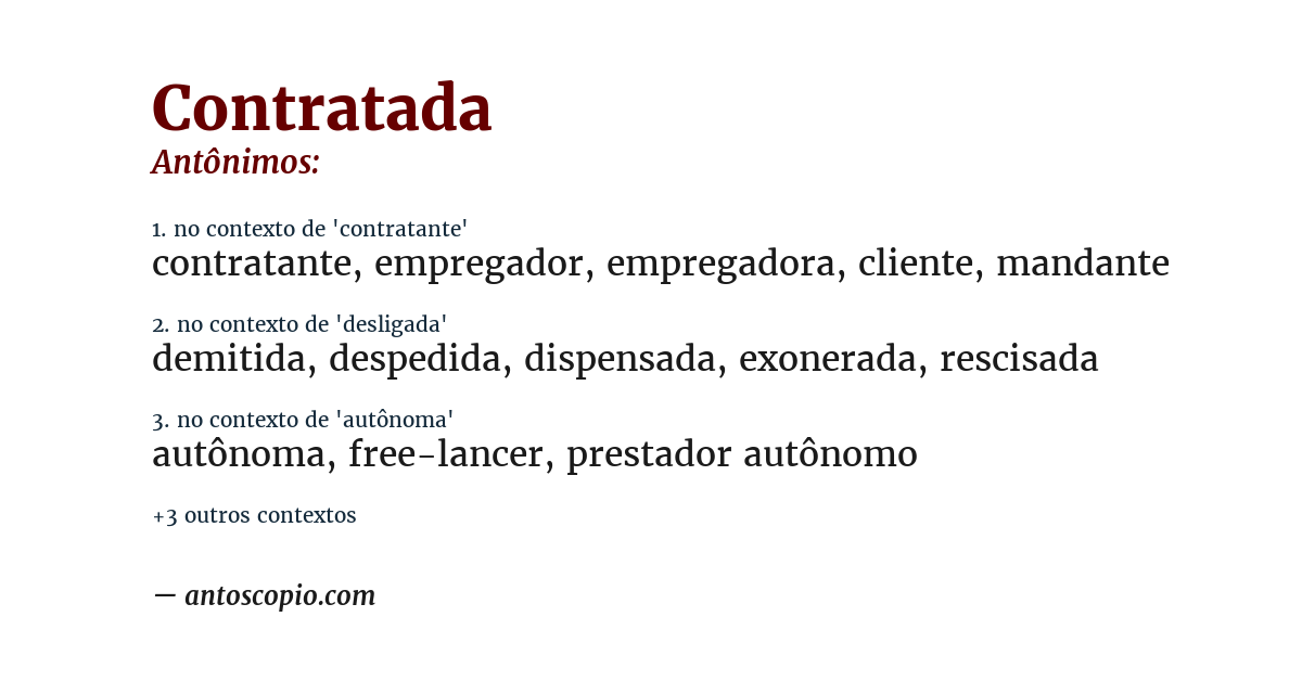 Antônimo de contratada
