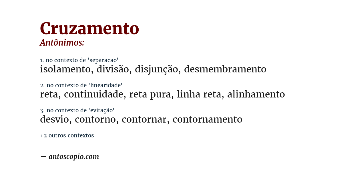 Antônimo de cruzamento