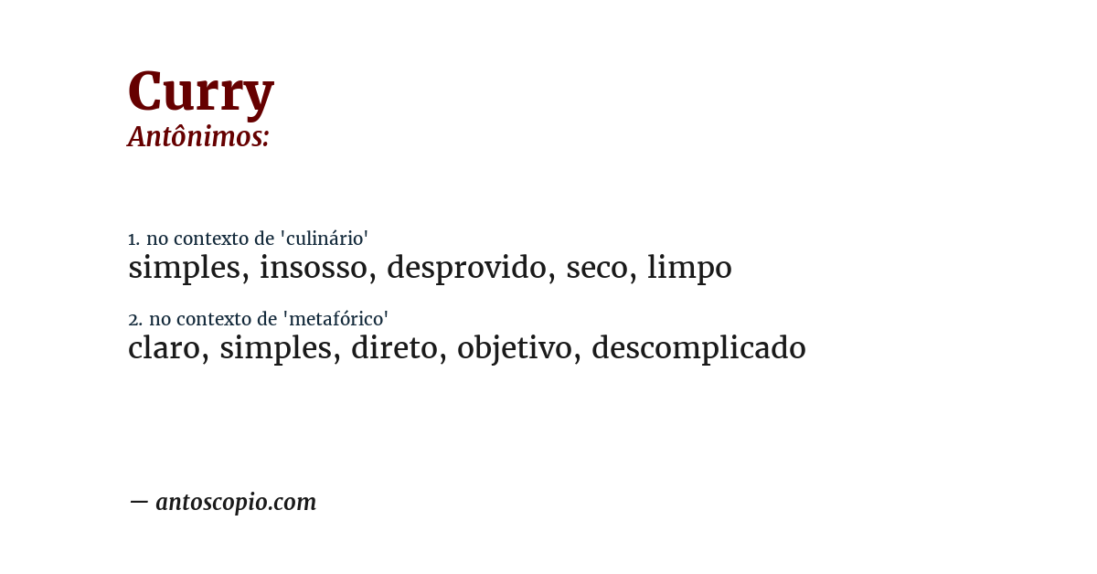 Antônimo de curry
