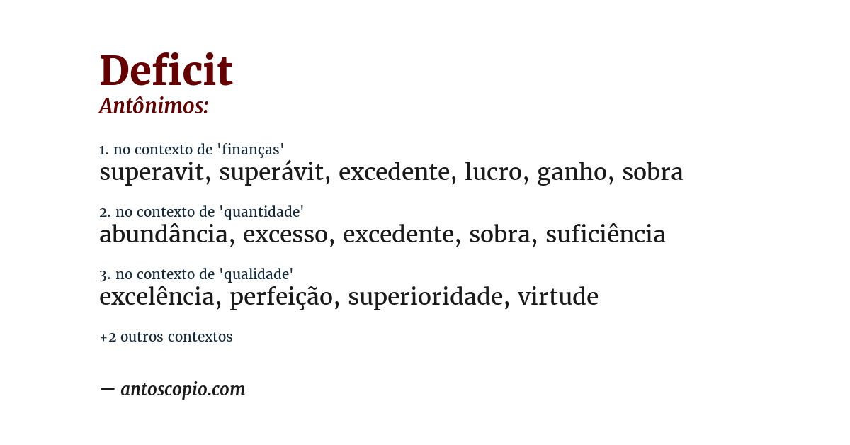 Antônimo de deficit